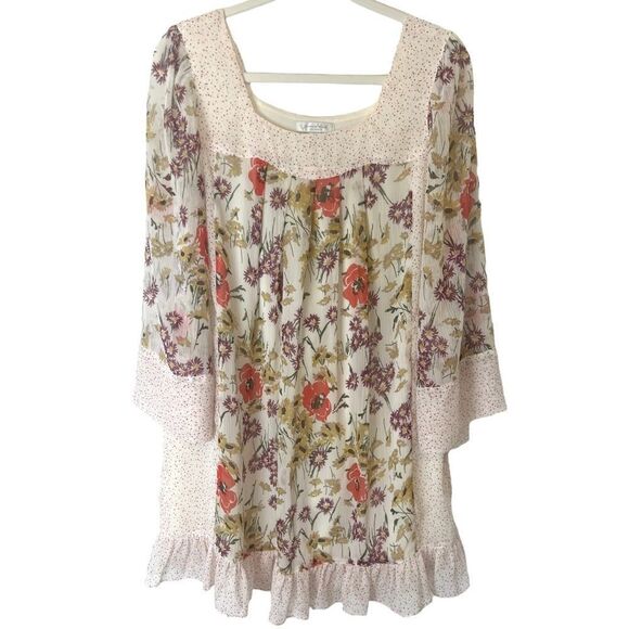 Jovovich Hawk for Target Floral Mini Dress Women's Small Multicolor Ruffle Hem - Picture 1 of 12